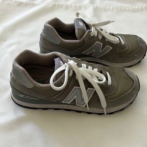 Grey New Balance 574, women’s size 8.5. Almost great condition.